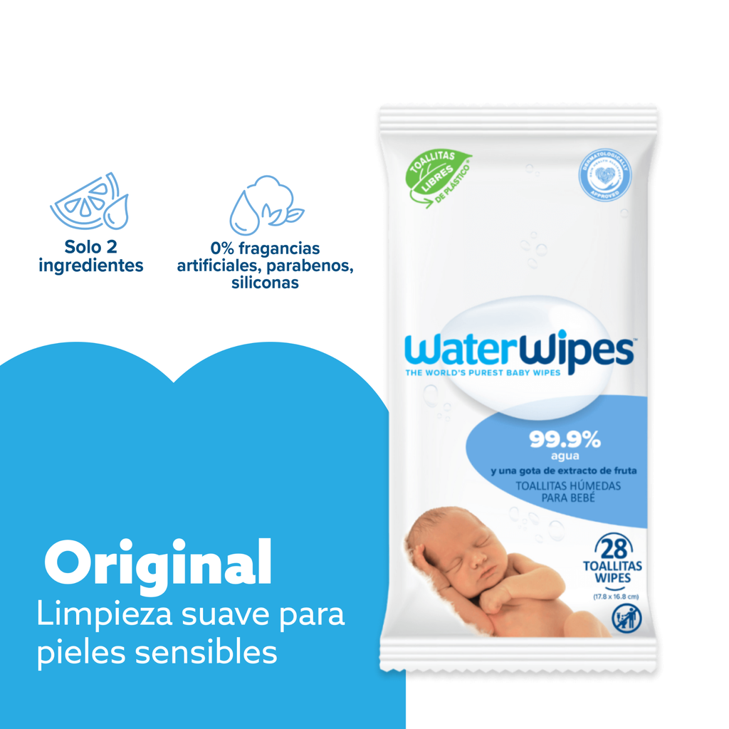 Toallitas Húmedas WaterWipes x 28 Unds. | Sin alcohol